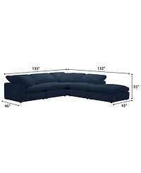 Furniture Fog -Pc. Fabric L-Sectional Ottoman End Sofa Set