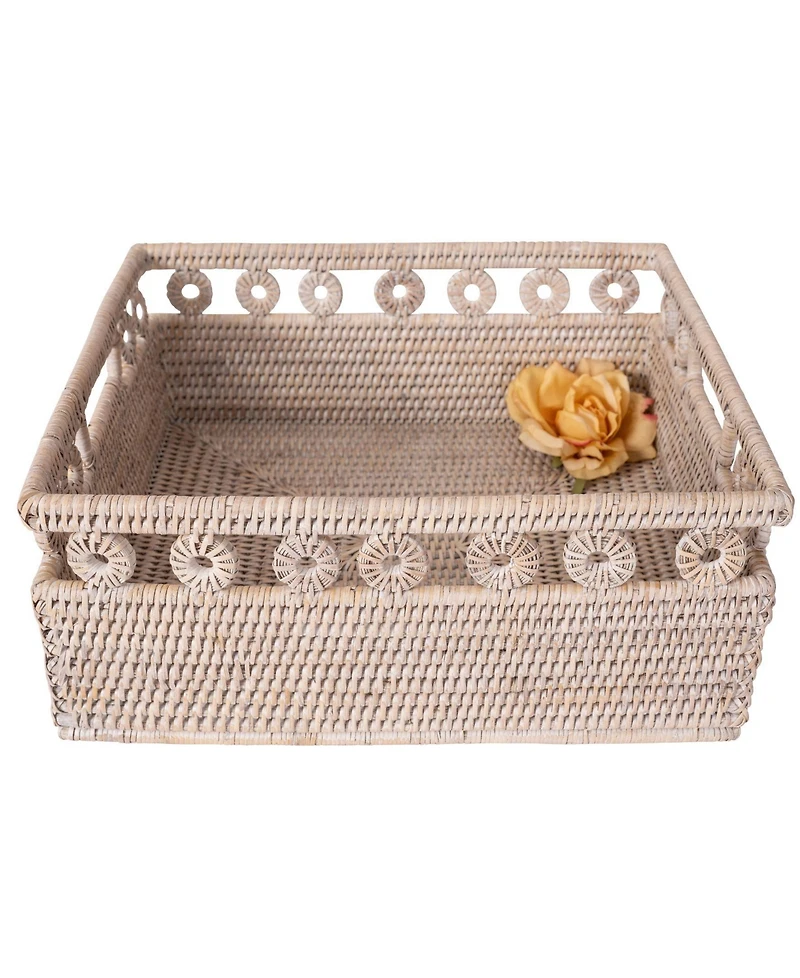 Artifacts Rattan Inna Design Rectangle Basket with Cutout Handles
