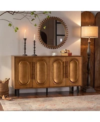Streamdale Sideboard Buffet Cabinet - Wood Kitchen Cabinet, Handleless 4-Door Console