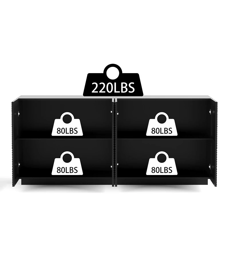 Streamdale Modern 4-Door Sideboard Buffet Cabinet - Black, 59"