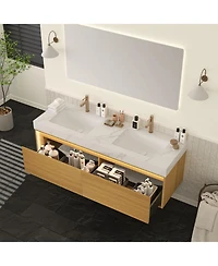 Streamdale Carrara White Sintered Stone Vanity w/ Led & Soft-Close