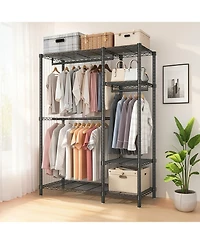 Streamdale Heavy Duty Adjustable Clothes Rack w/ 6 Shelves & 3 Rails - Black