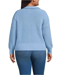 Lands' End Plus Drifter Shaker Wedge Quarter Zip Sweater
