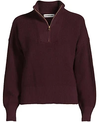 Lands' End Plus Drifter Shaker Wedge Quarter Zip Sweater