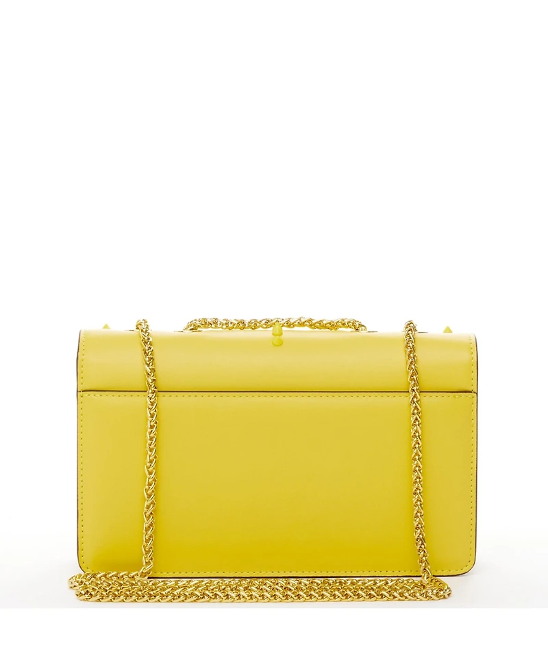 Leather Crossbody Purse Shoulder Bag with Gold Chain Strap Evening Clutch Style