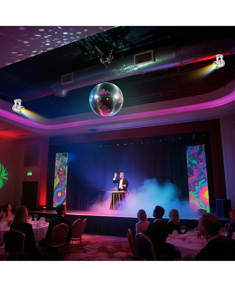 Yescom 16" Large Disco Ball with Motor and Lights 6RPM Rotator & 2PCS 3W Rgb Spotlights for 70s 80s Party Dj Bands Studio Event