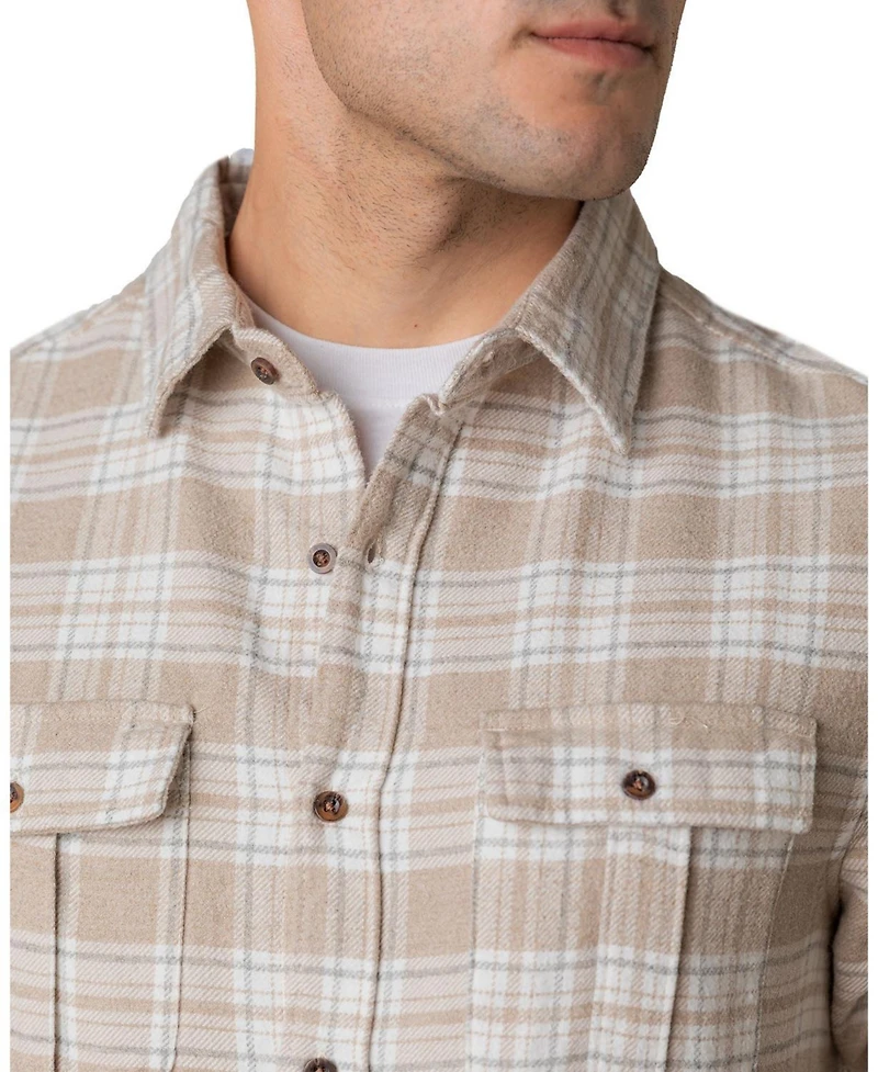 Hope & Henry Men's Organic Flannel Double Pocket Button Down Shirt