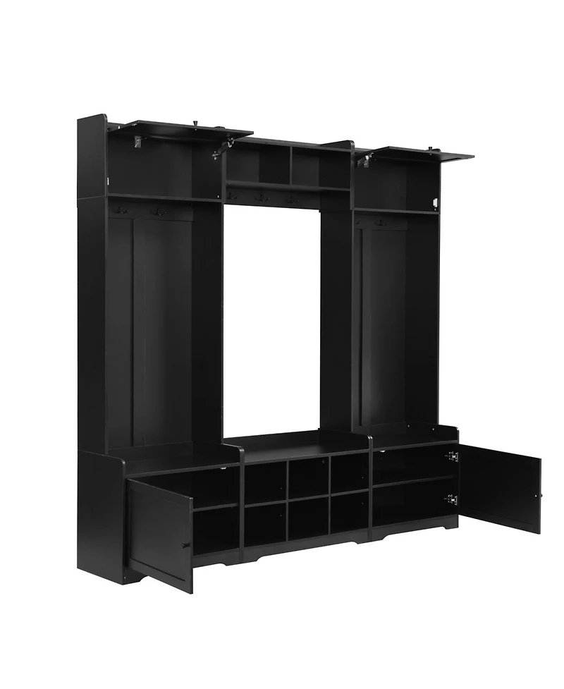 Streamdale Modern Hall Tree with Shoe Storage & Bench - Black