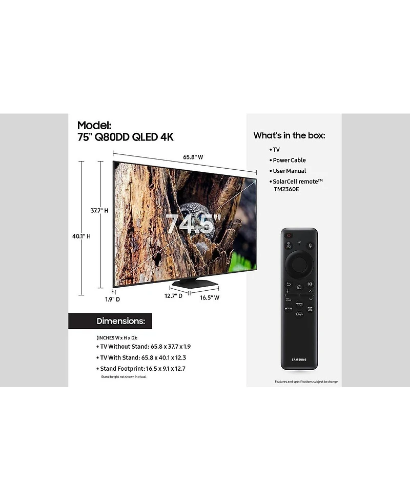 Samsung QN75Q80DDFXZA 75" Qled 4K Smart Tv with Direct Full Array (2024)