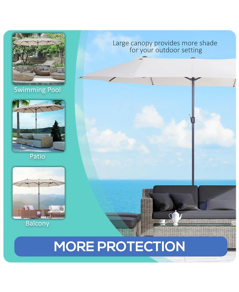 Outsunny 15' Extra Large Double Patio Umbrella for Pool,