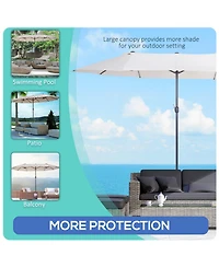 Outsunny 15' Extra Large Double Patio Umbrella for Pool,