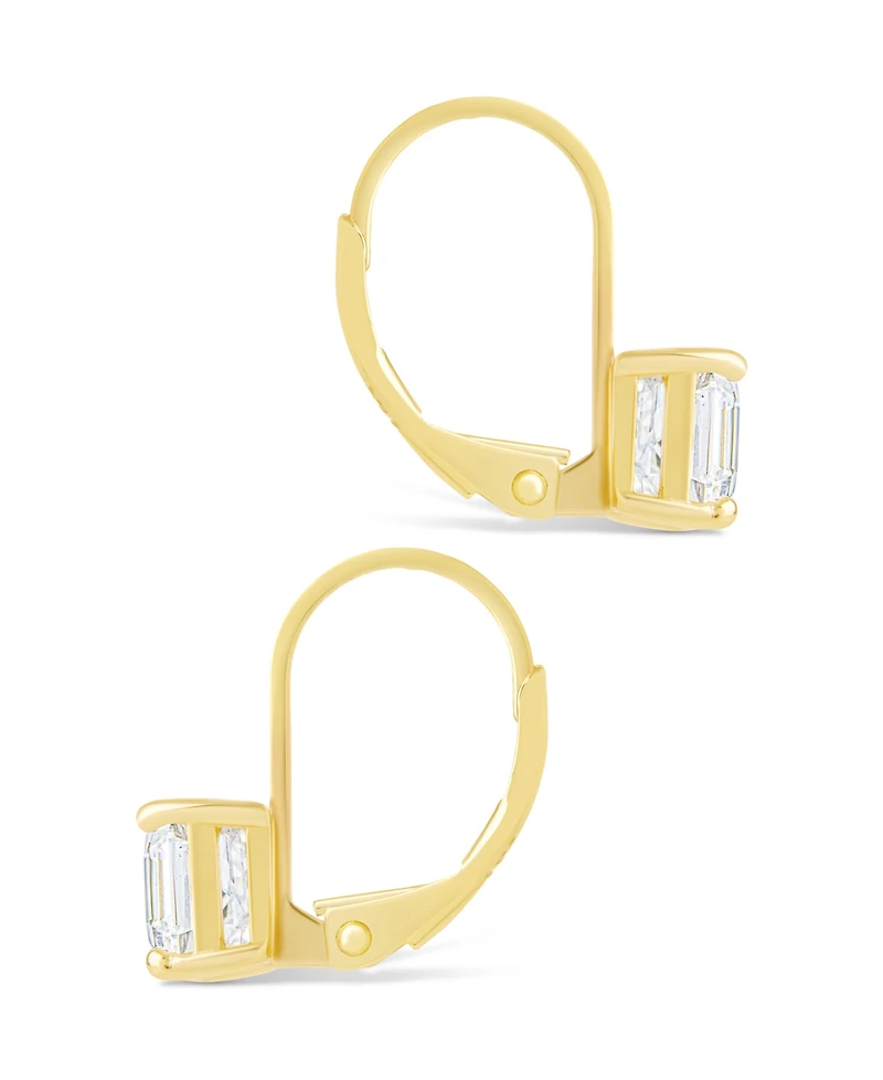 Sterling Forever Silver Princess Cut French Clip Earrings