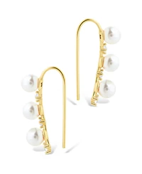 Sterling Forever Silver Siena Cz Cultivated Pearl Threader Earrings