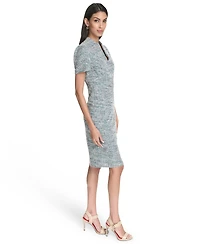 Halston Women's Plaid Sheath Short Sleeve Dress