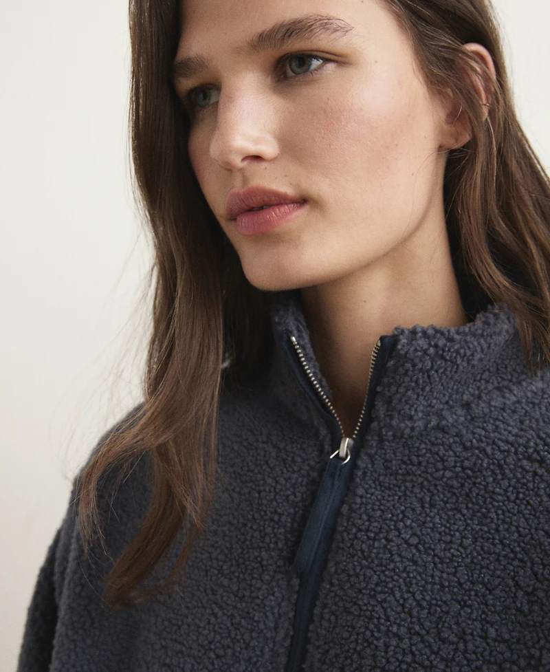 Mango Women's Fleece Zip Sweatshirt