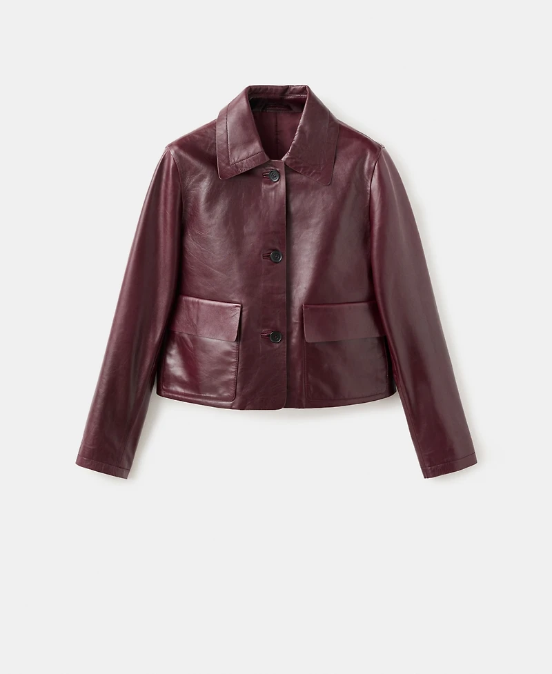 Mango Women's Leather Buttons Jacket