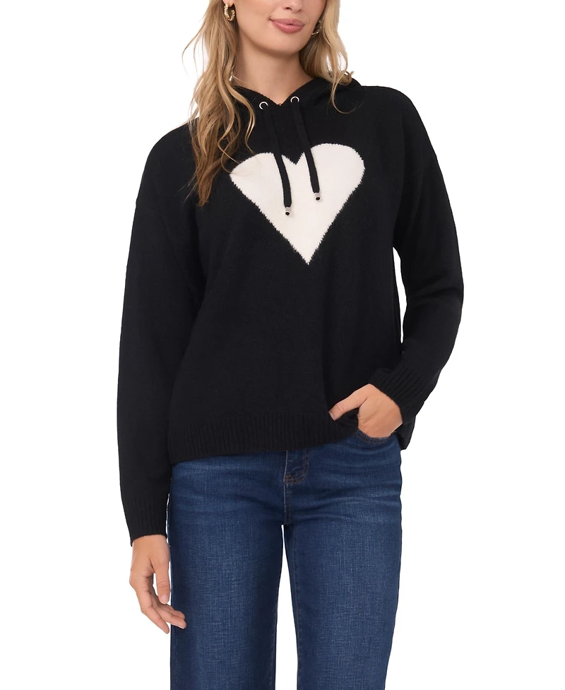 Vince Camuto Women's Heart Motif Long-Sleeve Hoodie