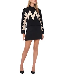 Vince Camuto Women's Zig Zag Motif Long-Sleeve Sweater