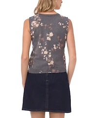Vince Camuto Women's Delicate Flower Print Sleeveless Sweater