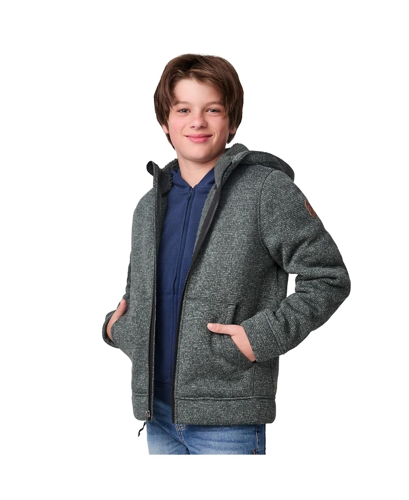 Free Country Boys' Textured Coyote Mountain Fleece Hoodie Jacket