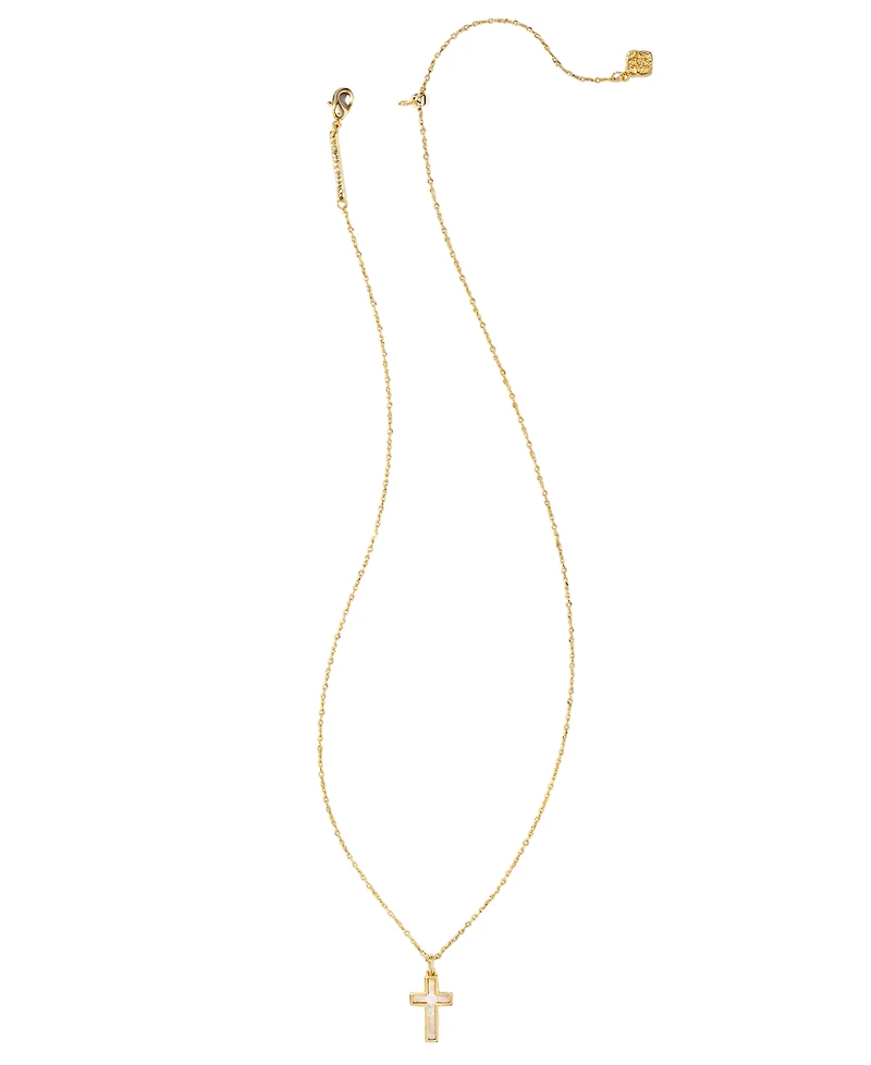 Kendra Scott Kyocera Opal 14K Gold-Plated Boxed Cross Pendant Necklace