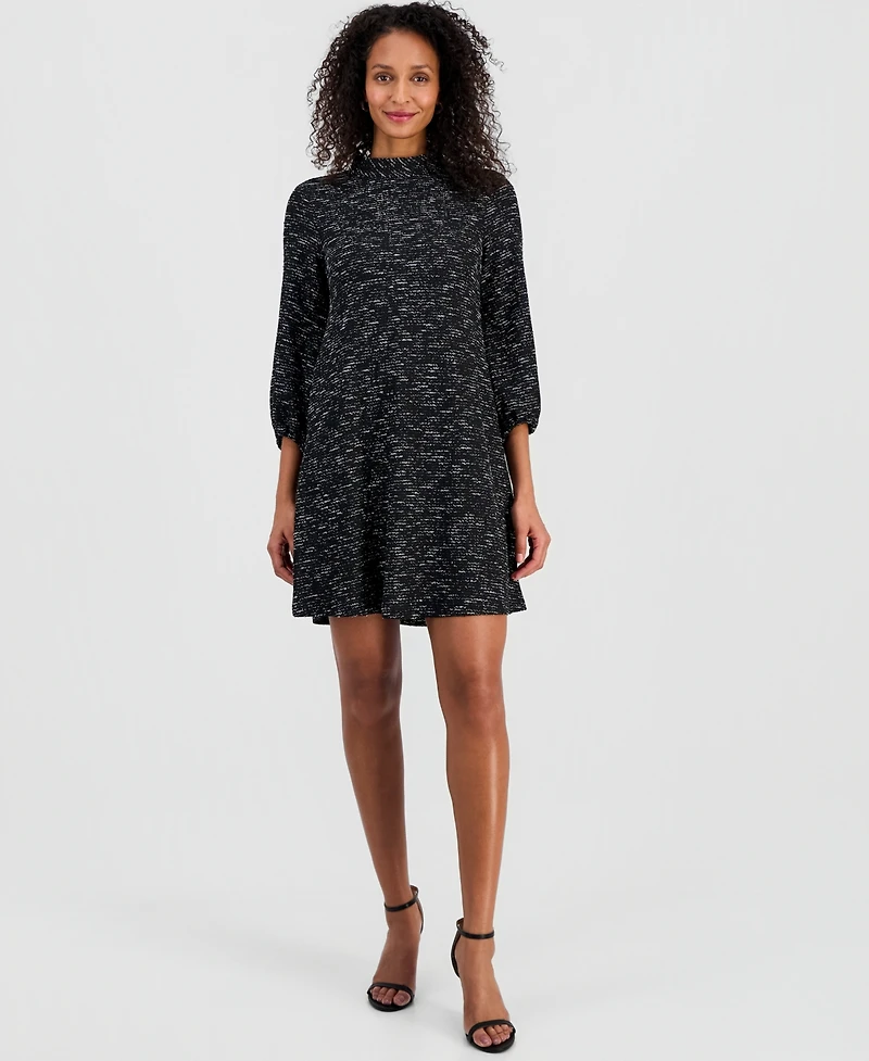 Robbie Bee Women's Tie-Back Mock Neck 3/4-Sleeve Dress