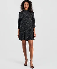 Robbie Bee Women's Tie-Back Mock Neck 3/4-Sleeve Dress