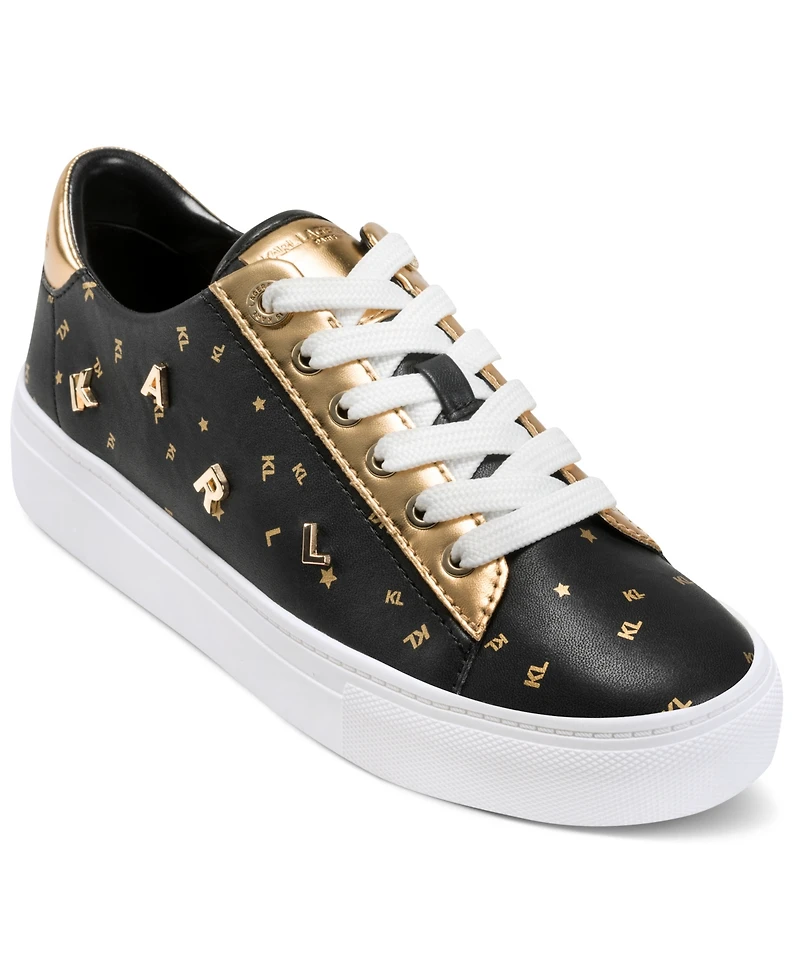 Karl Lagerfeld Paris Women's Cate Foil Lace Up Sneakers