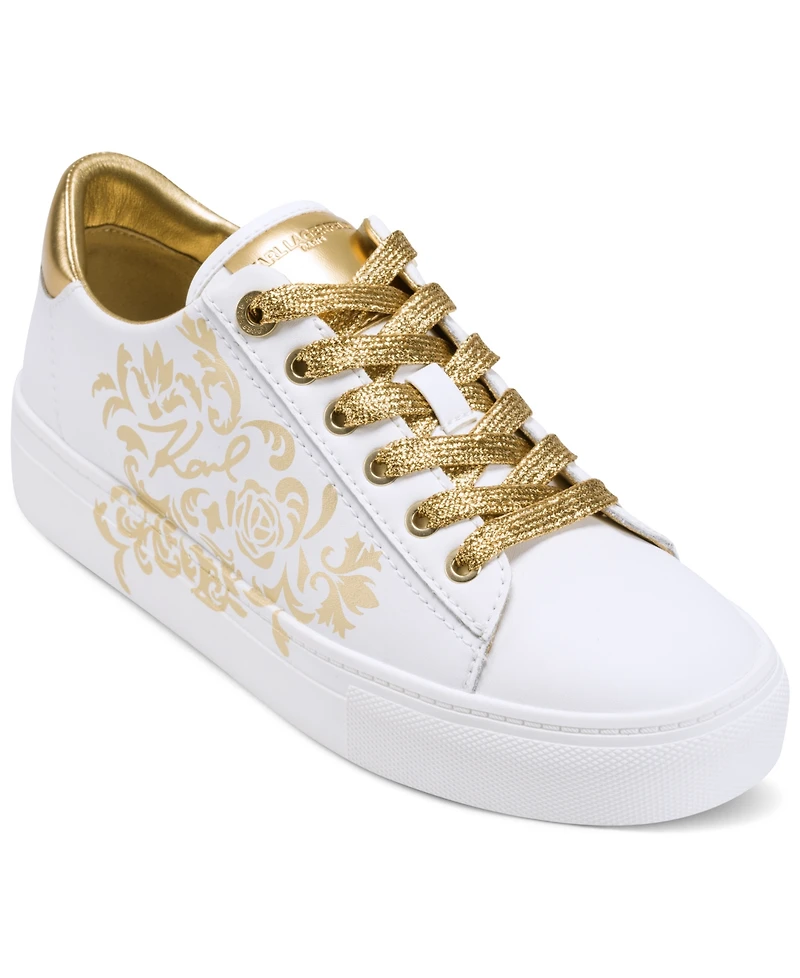 Karl Lagerfeld Paris Women's Cate Rococo Lace Up Sneakers