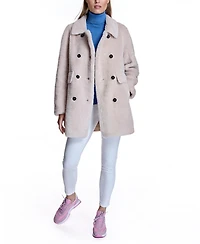 Julia & Stella by Maximilian Women's Lamb's Wool Pea Coat