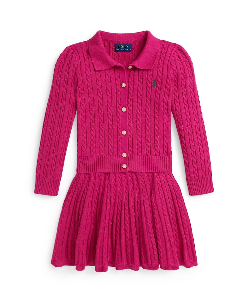 Polo Ralph Lauren Girls 2T-6X 2-Piece Crewneck Cardigan and Skirt Set