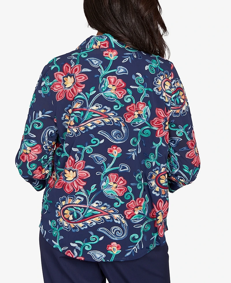 Alfred Dunner Plus Saratoga Springs Paisley Floral Two One Top with Necklace