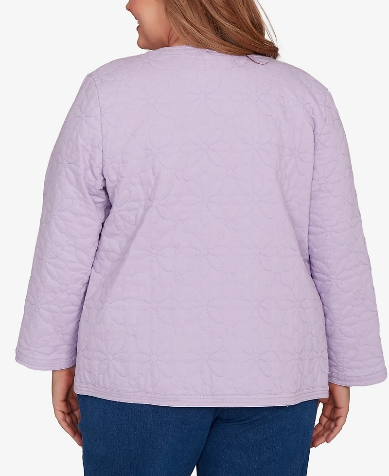 Alfred Dunner Plus Hilton Head Floral Quilted Patchwork Jacket