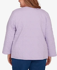 Alfred Dunner Plus Hilton Head Floral Quilted Patchwork Jacket