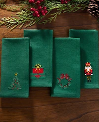 Elrene Holiday 4-Pc. Embroidered Napkin Set, 17" x