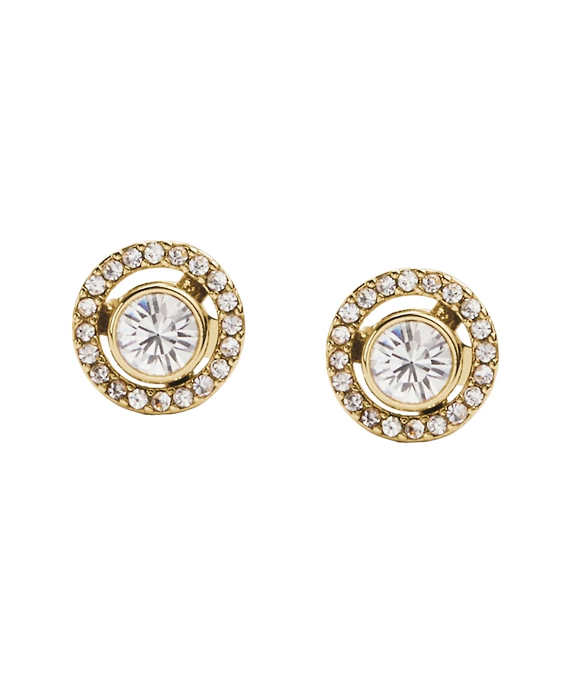 Coach Faux Stone Pave Halo Stud Earrings