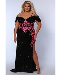Johnathan Kayne for Sydney's Closet Women's Fitted Sequin & Lace Venom Evening Gown