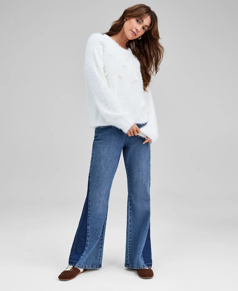 And Now This Petite Eyelash Applique Long-Sleeves Sweater, Macy's Exclusive