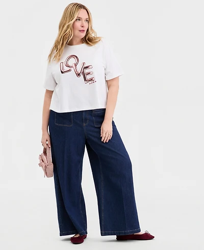 On 34th Trendy Plus High-Rise Wide-Leg Jeans, Macy's Exclusive