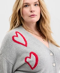 On 34th Trendy Plus Size Heart Intarsia-Knit Cardigan, Macy's Exclusive