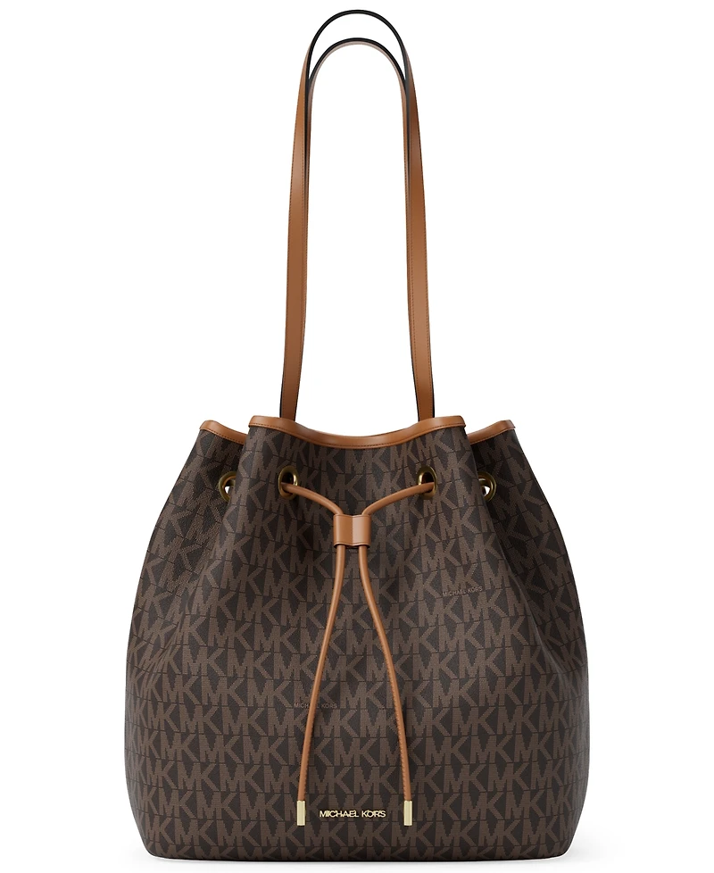 Michael Kors Women's Medium Signature Logo Bucket Messenger Handbag