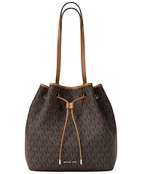 Michael Kors Women's Medium Signature Logo Bucket Messenger Handbag