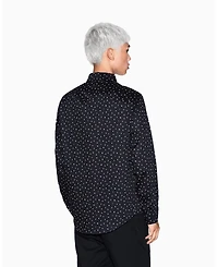 A|X Armani Exchange Men's Allover Letter Logo Satin Woven Shirt