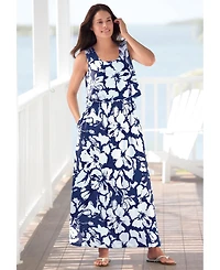 Woman Within Plus Layered Popover Maxi Dress