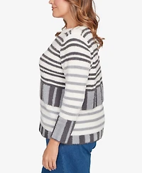Ruby Rd. Plus Striped Feather Eyelash Sweater