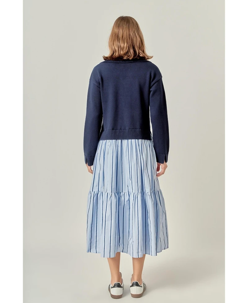 English Factory Women's Mixed media Midi Dress