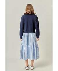 English Factory Women's Mixed media Midi Dress
