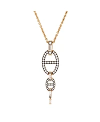 Pre-Owned HERMES Double Chaine d'Ancre Baguette Cut Pendant Necklace