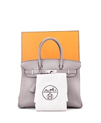 Pre-Owned Hermes Birkin 30 Handbag Grey Novillo with Palladium Hardware