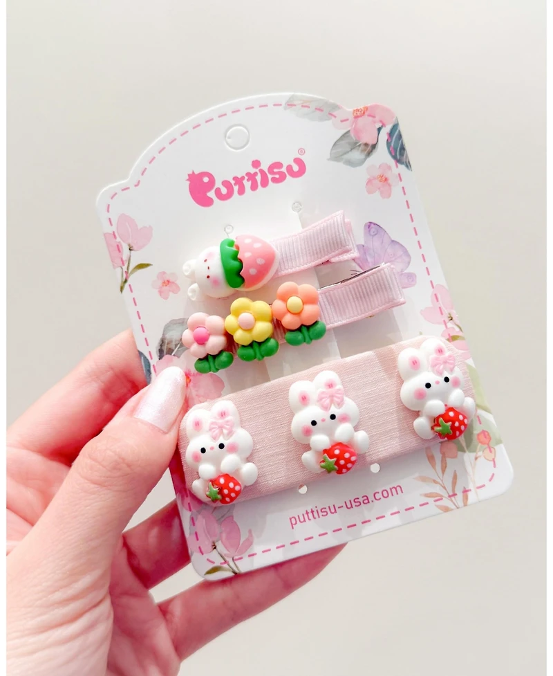 Puttisu Girls 3pc Hair Clip Set - Bunny Garden Trio